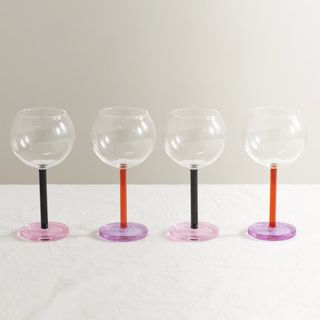 Set of Four colourful Wine Glasses by Sophie Lou Jacobsen 