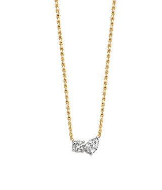 Gold chain with pear cut diamonds on
