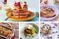 A selection of the best pancake fillings and toppings including bacon and maple syrup