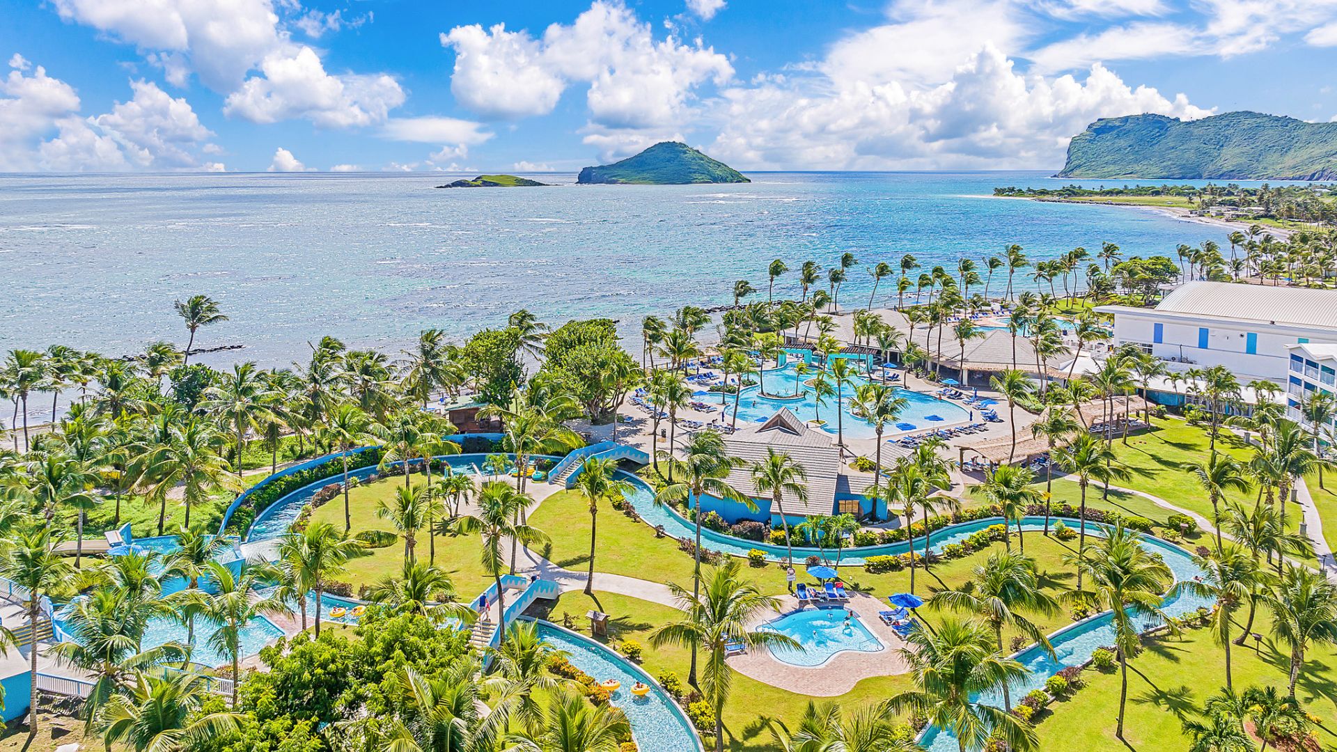 drone image of resort and beach