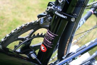 The provenance of the heat treated steel frame is displayed on the seat tube