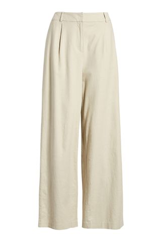 Open Edit tan Wide Leg Linen Blend Pants