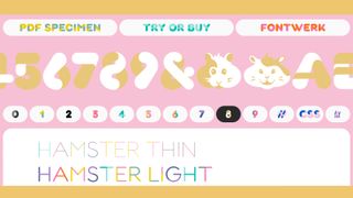 A shot of various examples of the Hamster font on a colourful pastel background
