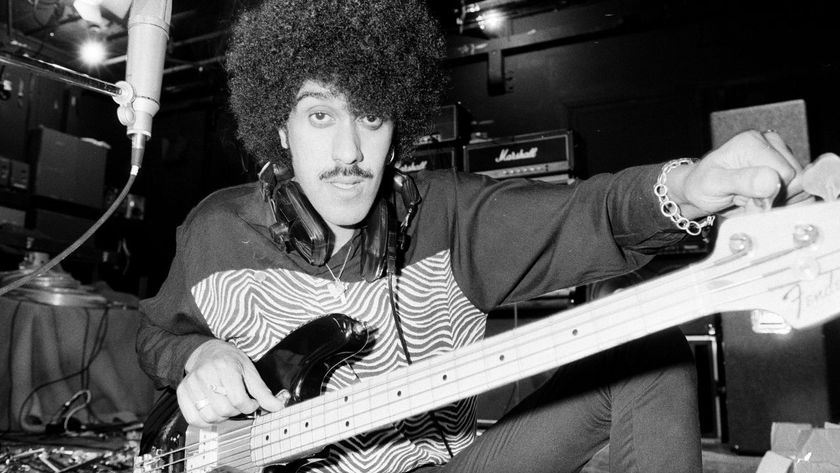 Phil Lynott of Thin Lizzy during a recording session for the groups new album. Picture taken 27th September 1982.