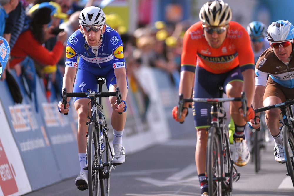 Michael Morkov (Quick-Step Floors) arrives at the finish of stage 2 at Tour de Romandie