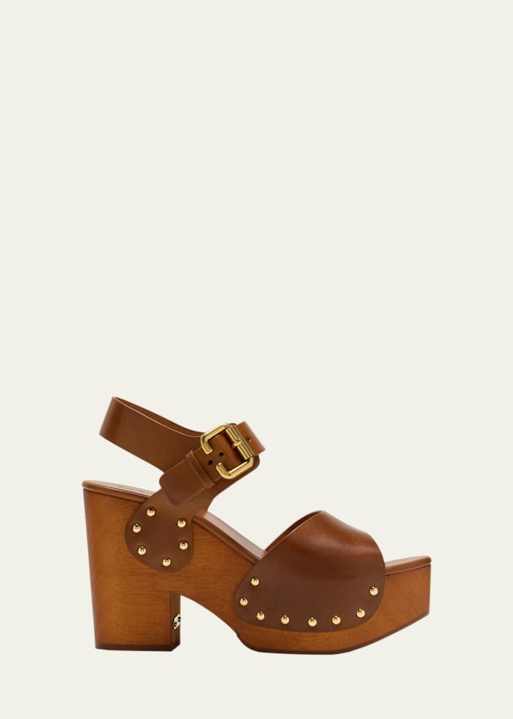 Jeannette Leather Clog Platform Sandals