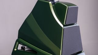 Wilson Audio Alexia V speaker close-up, in forest green colorway