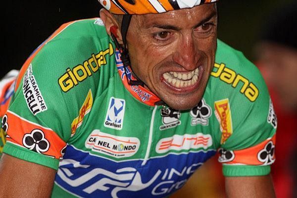 Fortunato Baliani (CSF Group Navigare) was bleeding on his lip, possible from too much gritting his teeth.
