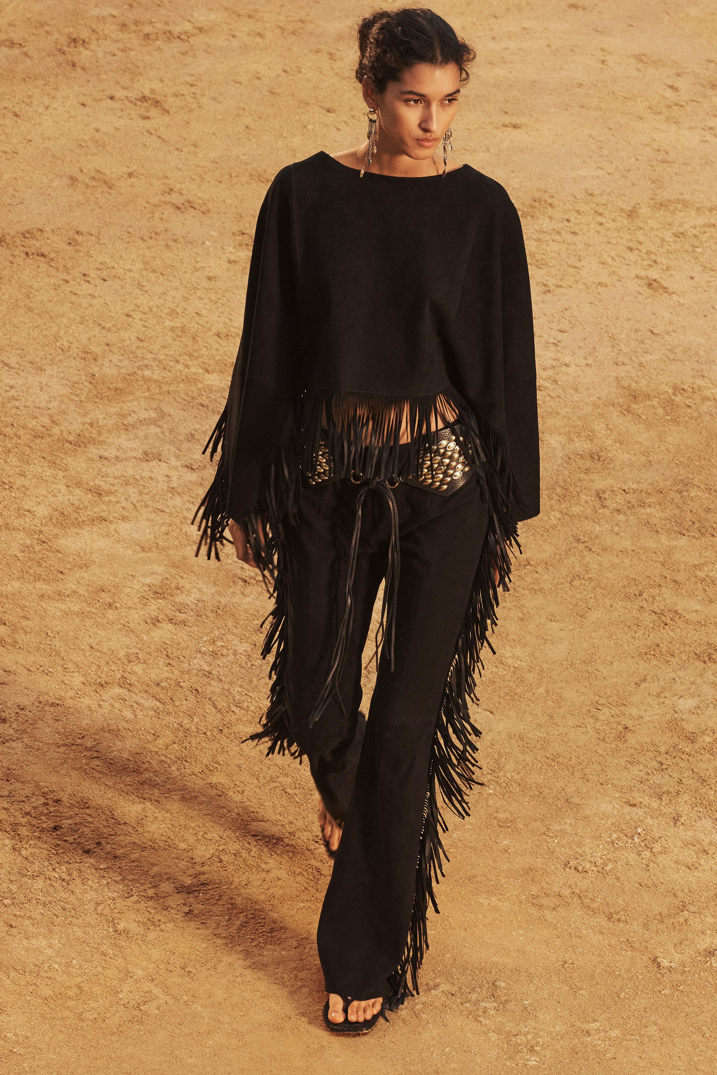 ZARA Limited Edition 100% Suede Fringe Pants