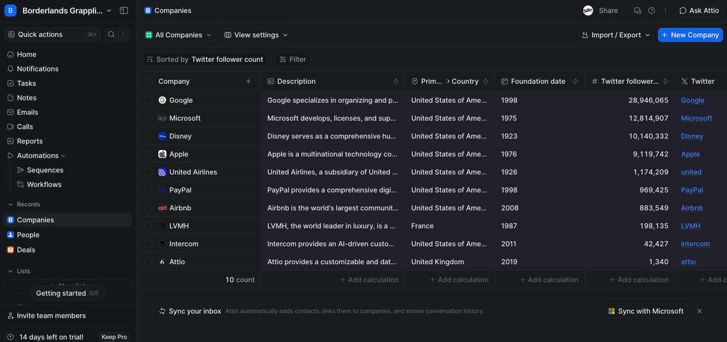 Screenshortof Attio CRM