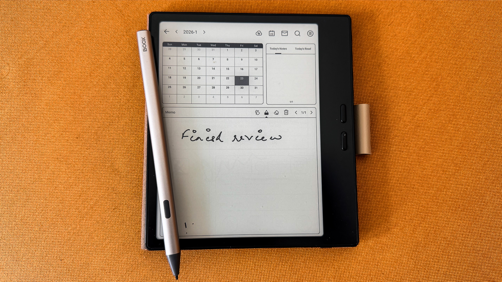 A memo on the native calender app on the Boox Go 7