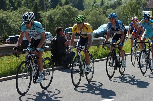 Levi Leipheimer, yellow jersey Rui Costa, Thomas Danielson and Roman Kreuziger
