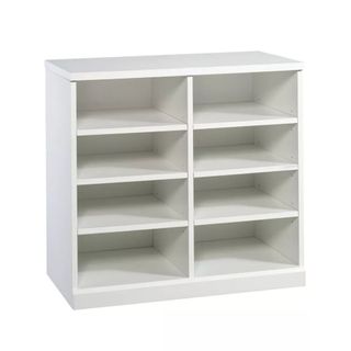 White storage cabinet with 8 shelves