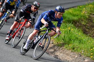 LE LION-D'ANGERS, FRANCE - APRIL 05: Paul PenhoÃ«t of France and Team Groupama - FDJ competes during the 1st Region Pays de la Loire Tour 2023, Stage 2 a 169.4km stage from Clisson to Le Lion to d'Angers on April 05, 2023 in Le Lion-d'Anger, France. (Photo by Dario Belingheri/Getty Images)