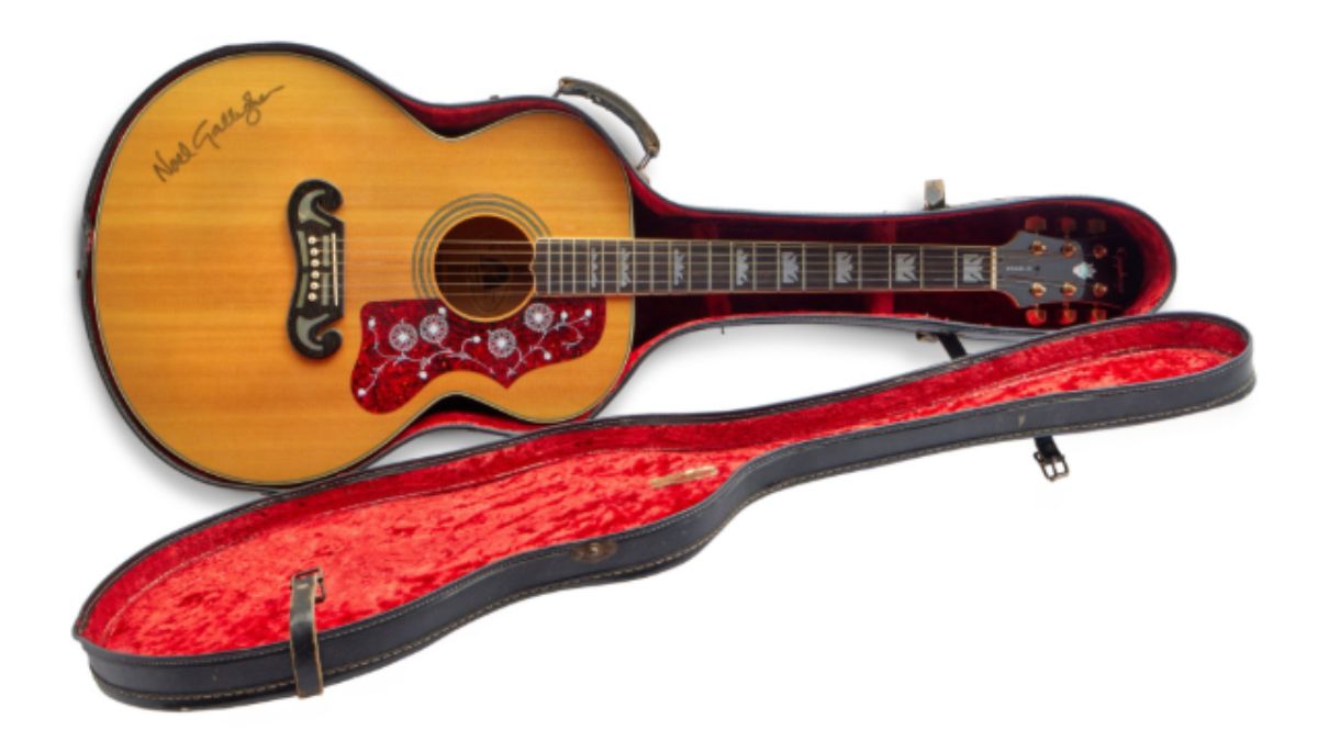 Noel Gallagher's Epiphone EJ-200, set to be auctioned in April 2026