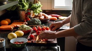 Woman prepping food