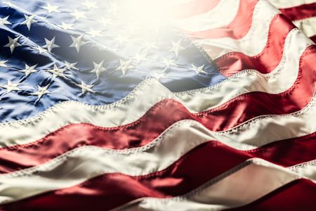 closeup of american flag
