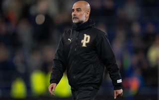 Manchester City manager Pep Guardiola after the Premier League match between Everton and Manchester City at Hill Dickinson Stadium on May 4, 2026 in Liverpool, England.