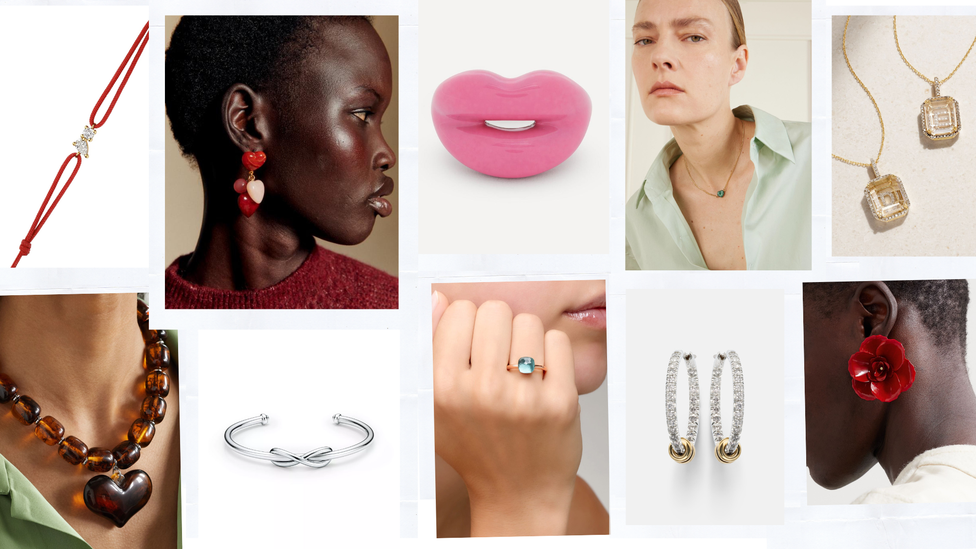 a collage of affordable and luxury jewellery gifts for valentine's day