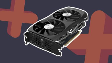 ZOTAC RTX 4070 with navy backdrop and orange GamesRadar+ plus symbox