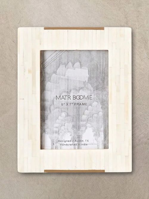Mukhendu Picture Frame - Carved Bone, Brass Accent
