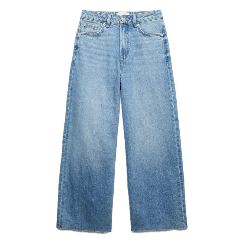 M&amp;amp;S, High Waisted Wide Leg Cropped Jeans