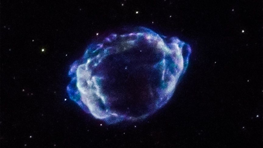 A beautiful, textured and blue supernova remnant image. 