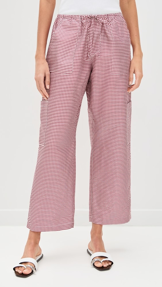 The Taffeta Gingham Drawstring Cargo Pants - Bell Pepper