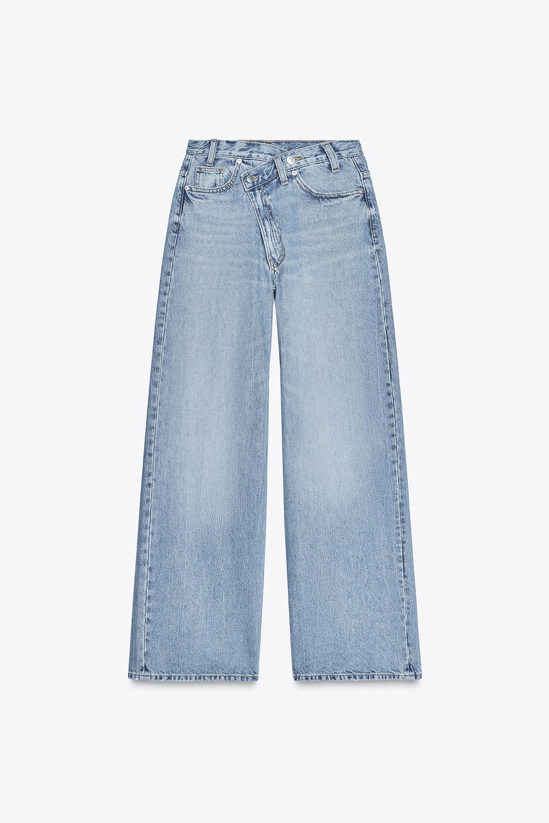 High-Waist Trf Wide-Leg Crossover Waist Jeans