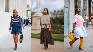 Street style showing us how to wear a sweater vest with a dress