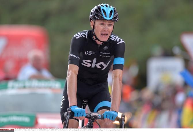 Chris Froome (Team Sky) crosses the line in second place