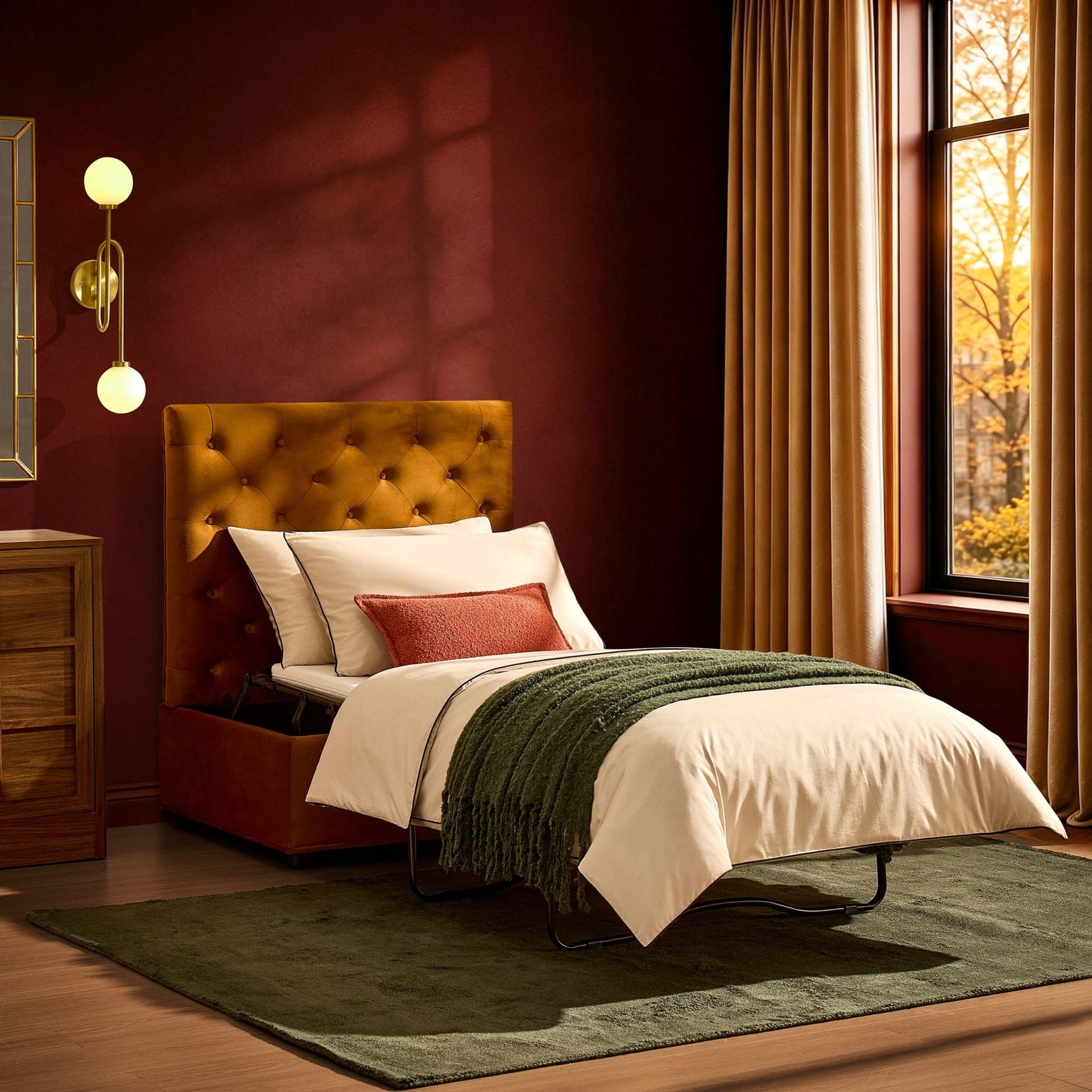 Kennadi Single Ottoman Sofa Bed - Muted Gold
