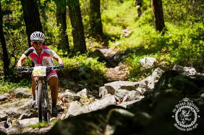 Sarah Kaufmann (NoTubes Elite Women's) races during stage 6 of the Trans-Sylvania Epic