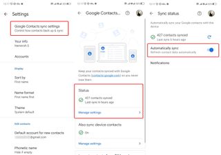 Steps to automatically sync Google Contacts