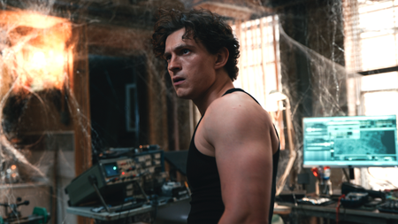 Tom Holland in a black tank in Spider-Man Brand New Day 