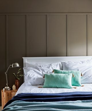 country bedroom with painted panelling
