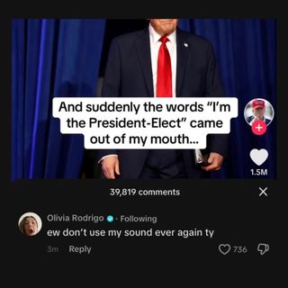 Olivia Rodrigo comments on a Trump TikTok