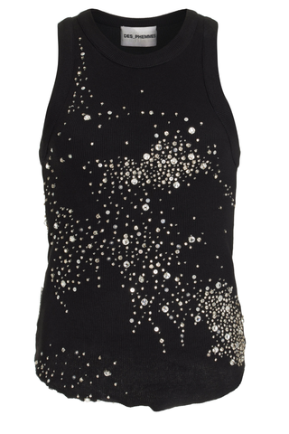 Metallics Trend 2023 | DES_PHEMMES Embellished Cotton Jersey Tank Top