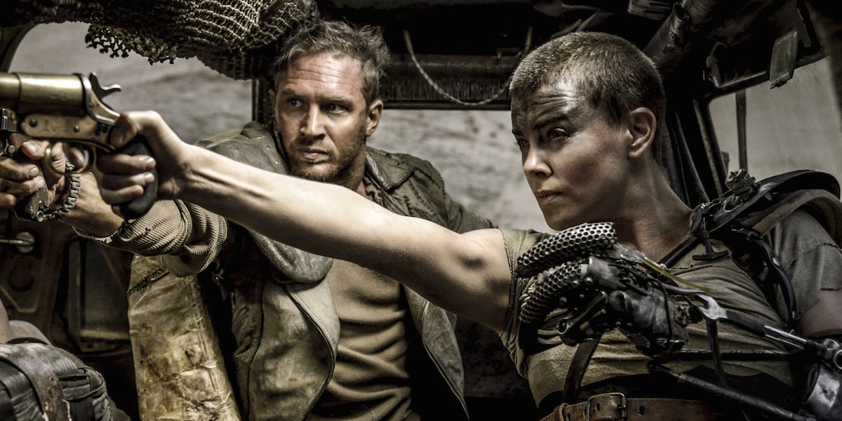 Tom Hardy and Charlize Theron in Mad Max: Fury Road