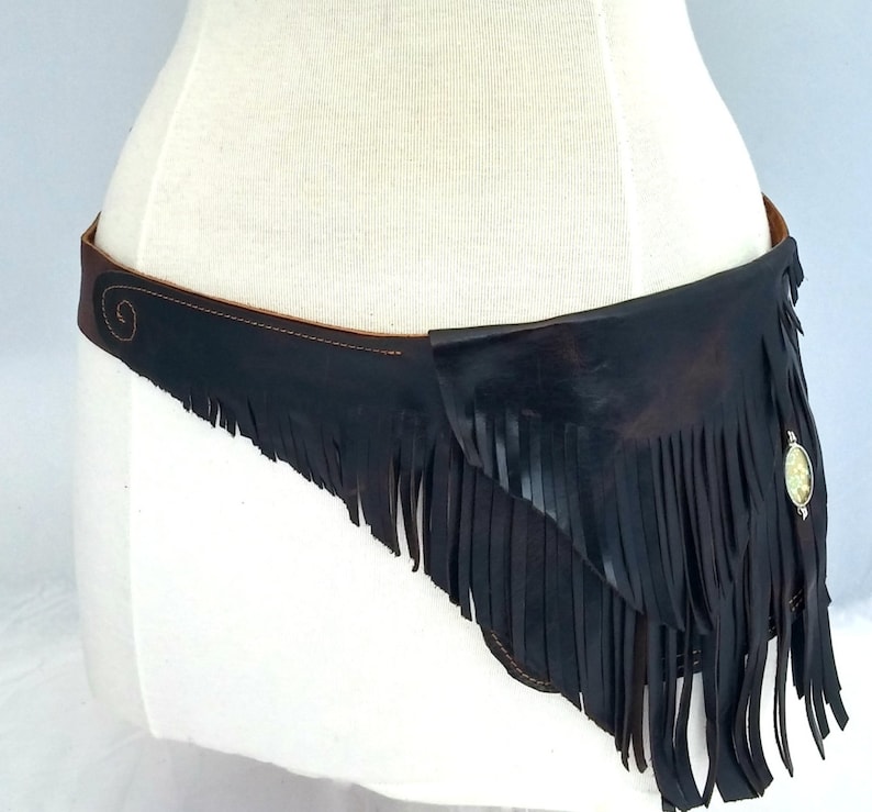 Leather Fringe Belt Bag - Shi Pocket Belts - One of a Kind