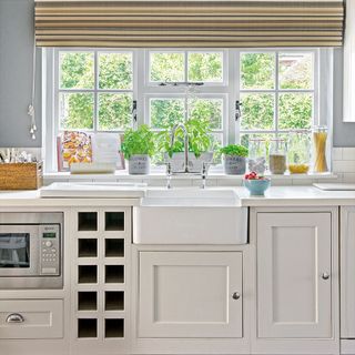 kitchen with white cabinets and white sink