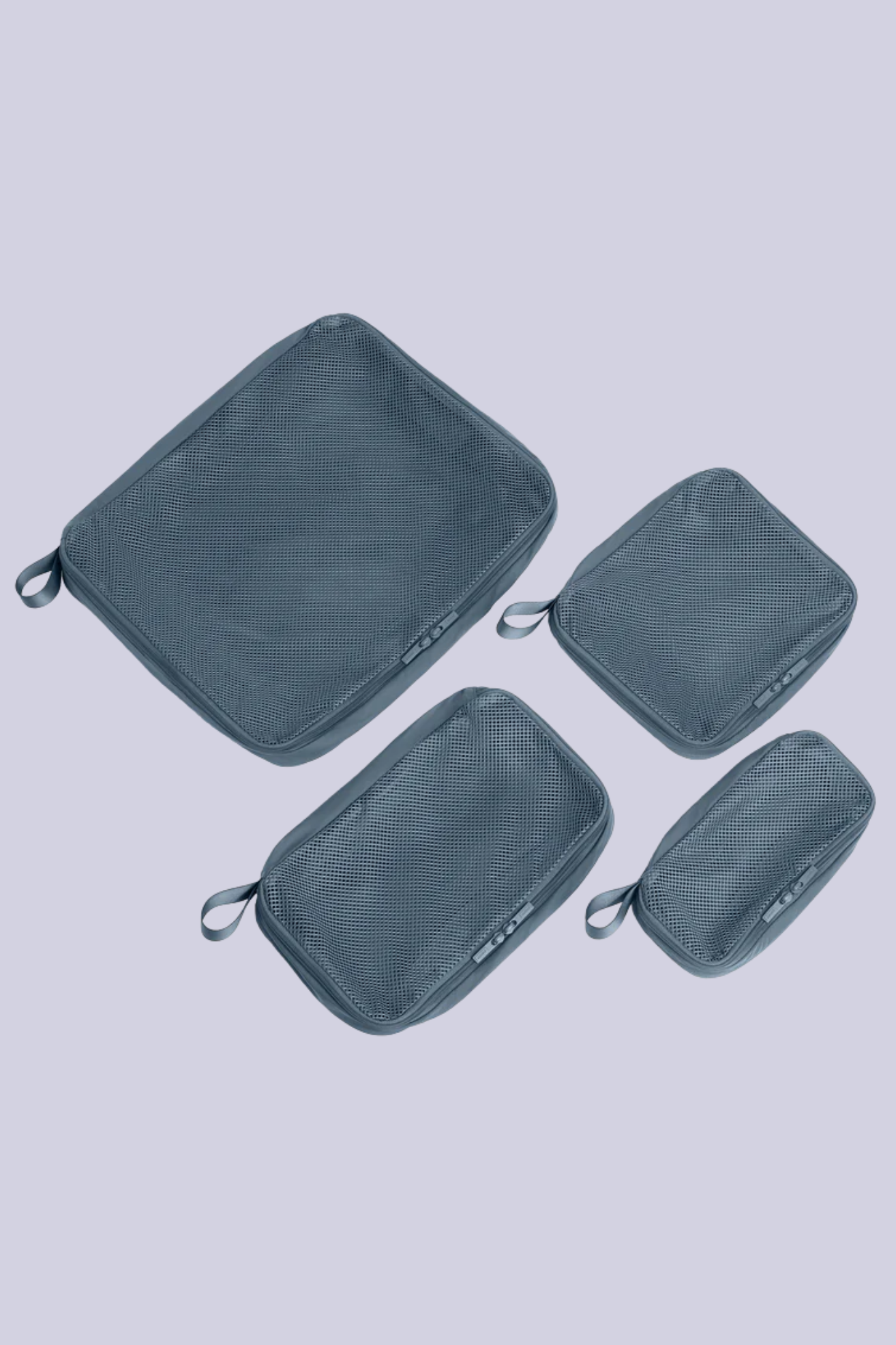A set of blue compression packing cubes