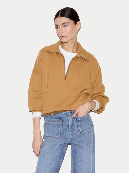 Double Faced Knit Half Zip | Camel