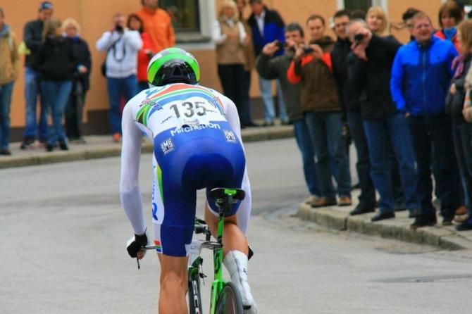 Daryl Impey (Orica-GreenEdge) sprints towards the bend