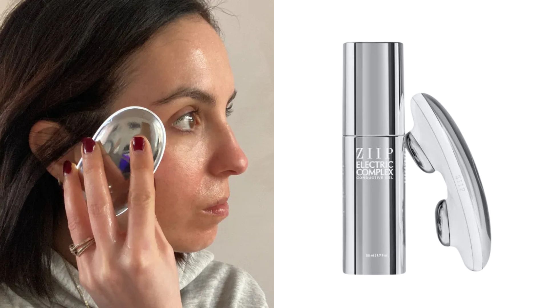 Ziip Halo next to an image of Stephanie using it