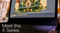 The Disguise X Series software on a laptop showing stage graphics. 