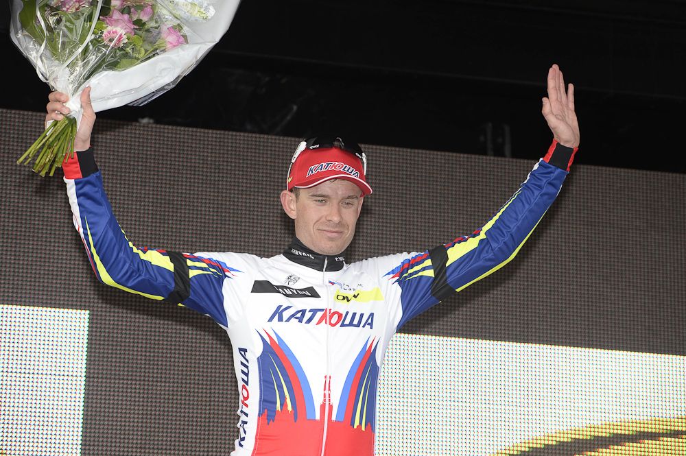 Alexander Kristoff celebrates his win.