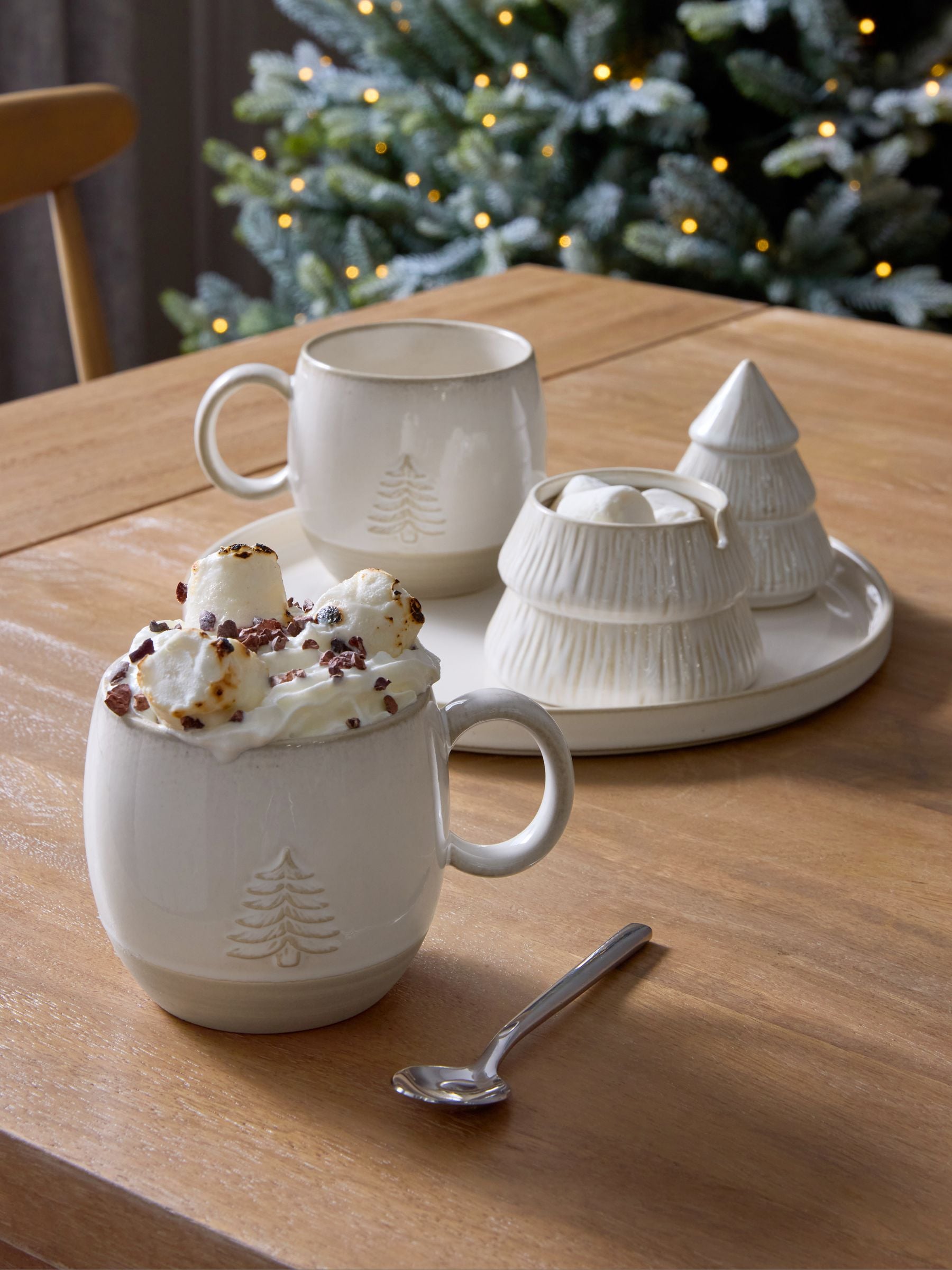 Natural Christmas Hot Chocolate Station With Mugs - Size One