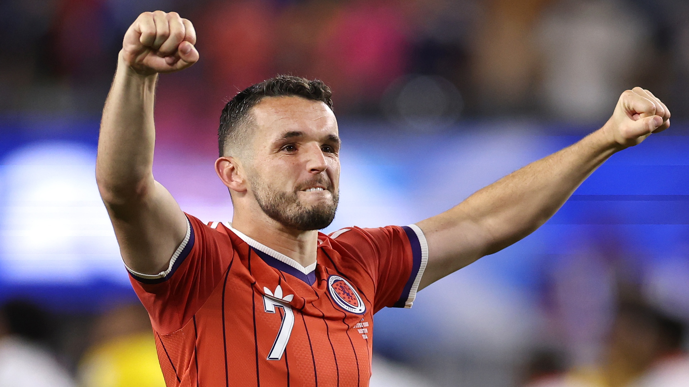 John McGinn of Scotland celebrates with fans after the team's 1-0 win in the FIFA World Cup 2026 Group C game between Haiti and Scotland at Boston Stadium on June 13, 2026 in Foxborough, Massachusetts