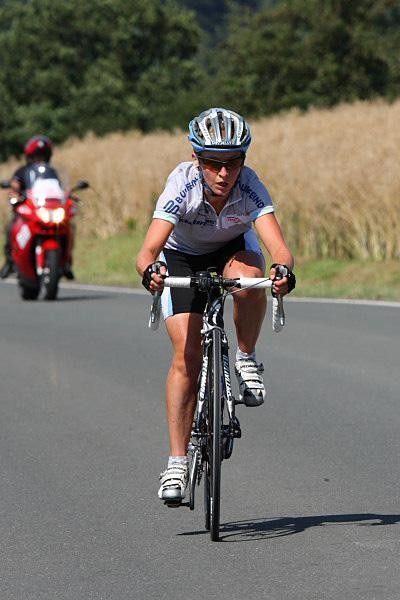 All alone on route to victory: Emma Pooley (Team Specialized) pulled out an impressive